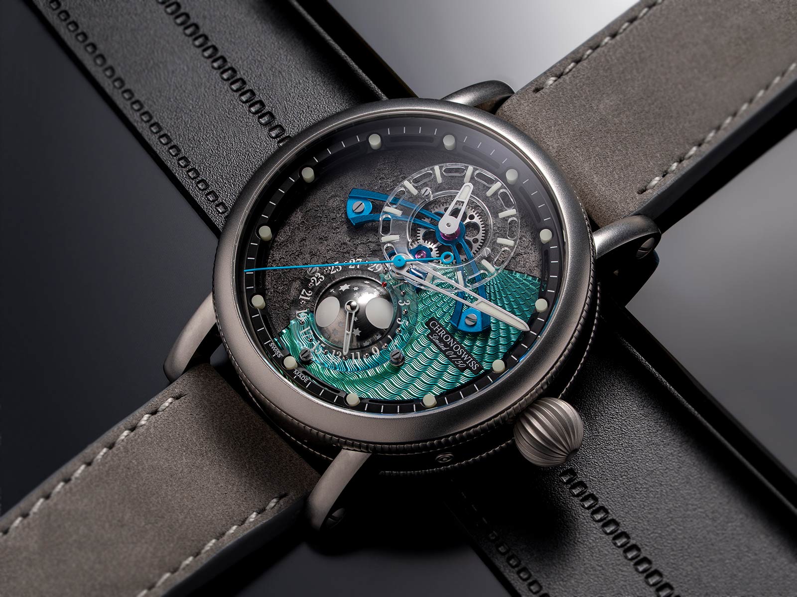 Đồng hồ Chronoswiss Space Timer Gravity: mặt số hiển thị chu kỳ mặt trăng 6 Đồng hồ Chronoswiss Space Timer Gravity: mặt số hiển thị chu kỳ mặt trăng
