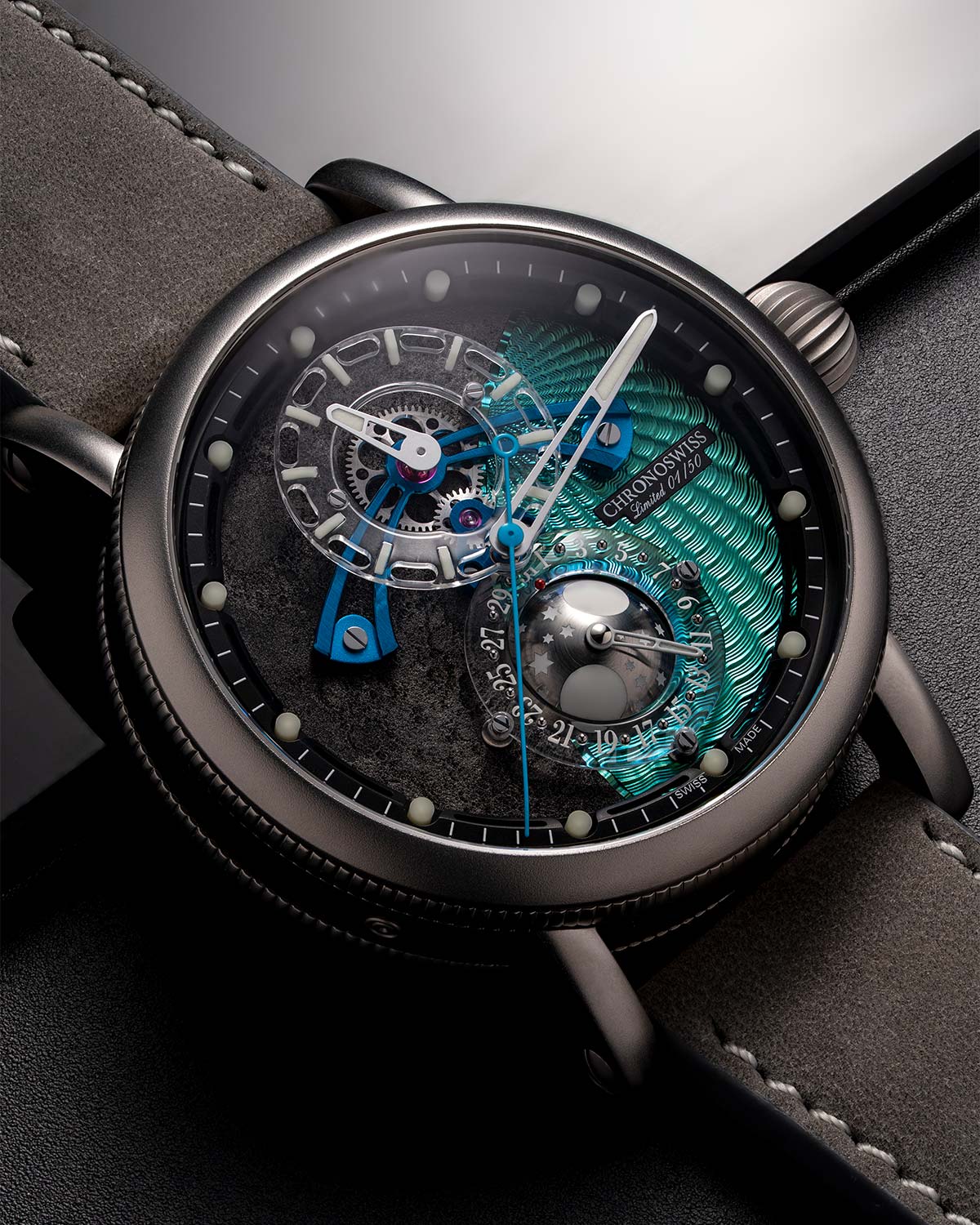 Đồng hồ Chronoswiss Space Timer Gravity: mặt số hiển thị chu kỳ mặt trăng 4 Đồng hồ Chronoswiss Space Timer Gravity: mặt số hiển thị chu kỳ mặt trăng