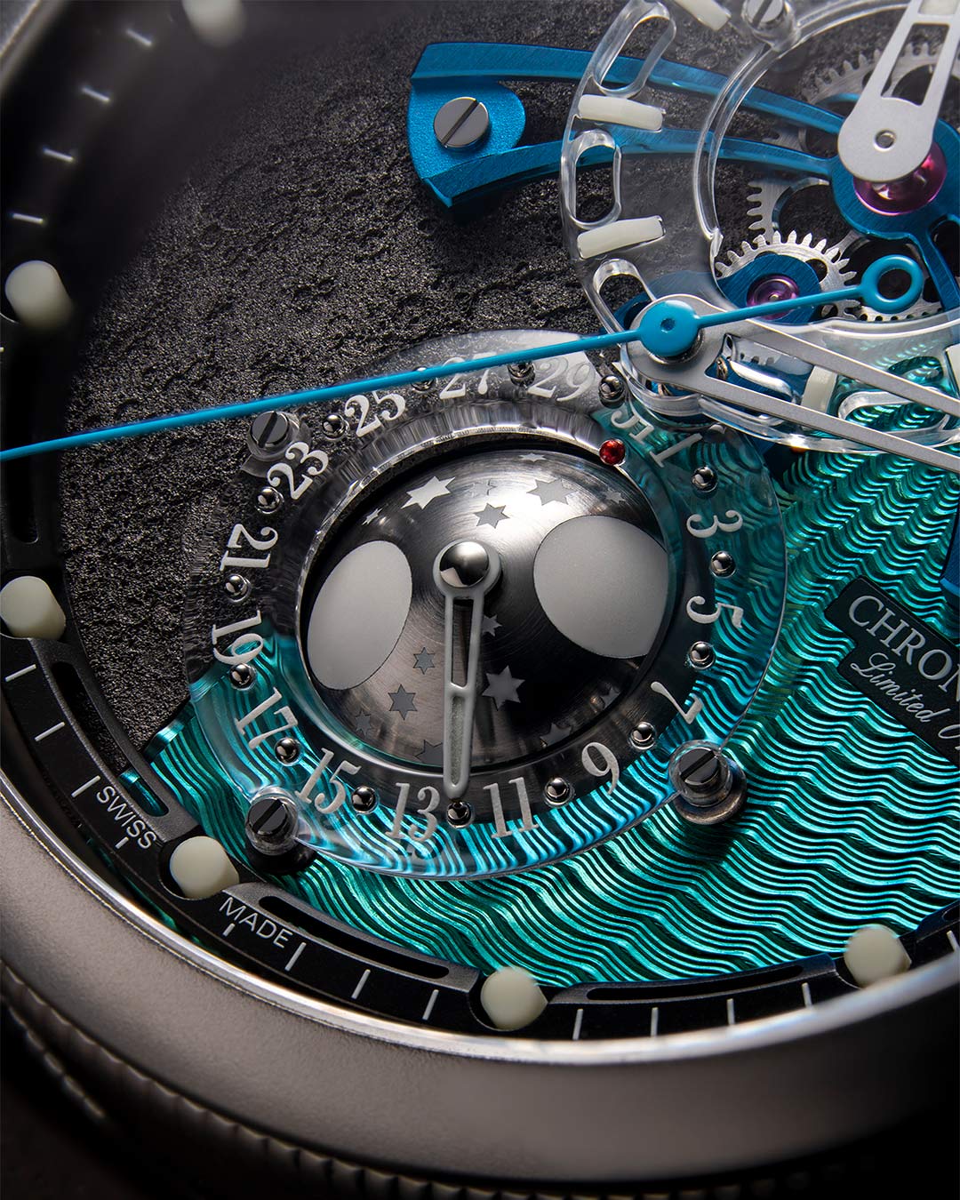 Đồng hồ Chronoswiss Space Timer Gravity: mặt số hiển thị chu kỳ mặt trăng 3 Đồng hồ Chronoswiss Space Timer Gravity: mặt số hiển thị chu kỳ mặt trăng