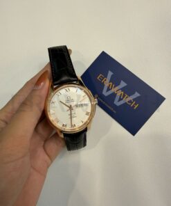 Dây đồng hồ Omega da cá sấu đen
