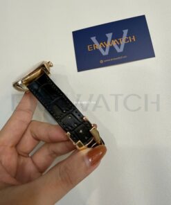 Dây đồng hồ Omega da cá sấu đen