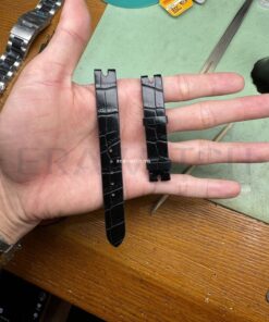 Dây đồng hồ Omega nữ da cá sấu đenDây đồng hồ Omega nữ da cá sấu đen