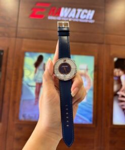 Dây đồng hồ swarovski da bò màu xanhDây đồng hồ swarovski da bò màu xanh