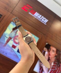 Dây đồng hồ swarovski da bò màu xanh