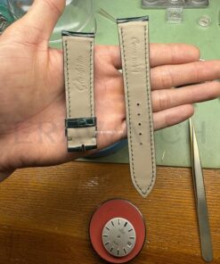 Dây đồng hồ Glashutte Griginal da cá sấu Nam Mỹ màu xanh