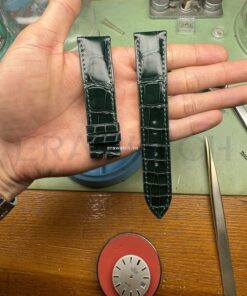 Dây đồng hồ Glashutte Griginal da cá sấu Ngoại màu xanhDây đồng hồ Glashutte Griginal da cá sấu Nam Mỹ màu xanh