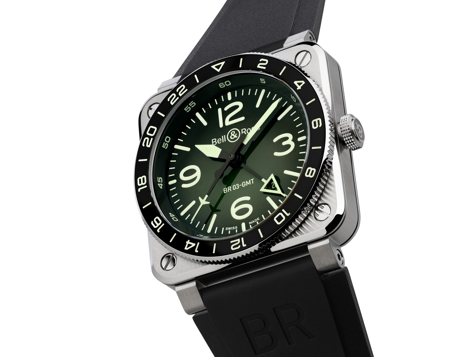 Bell & Ross BR-03 GMT Green Lum lấy cảm hứng từ Cực quang phương Bắc