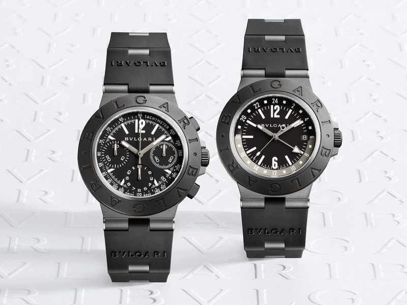 Bulgari Titanio GMT và Titanio Chronograph: Sự kết hợp giữa titanium và cao su đen